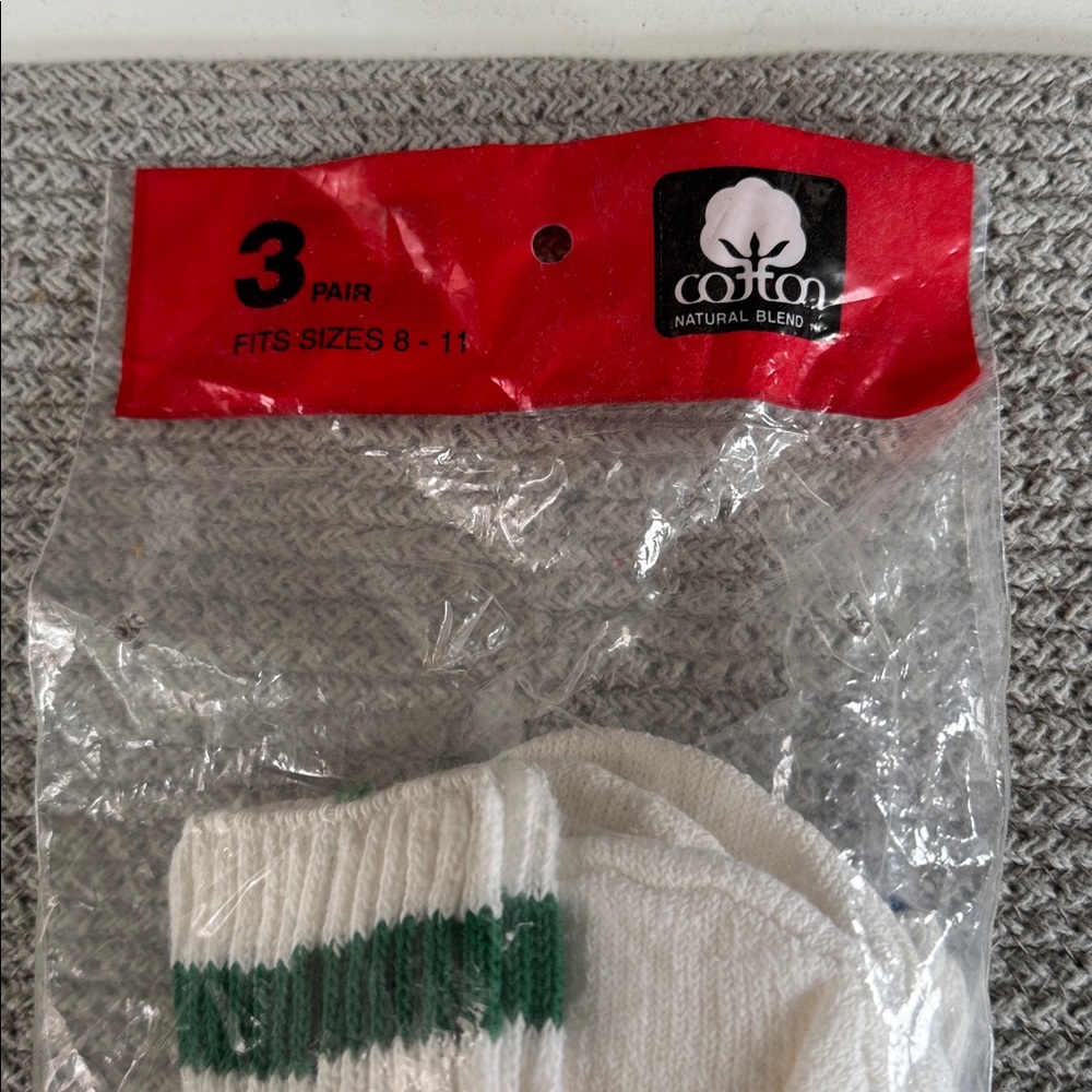 Vintage 80s Striped Cotton Tube Socks New in Package One Missing - Picture 6 of 6